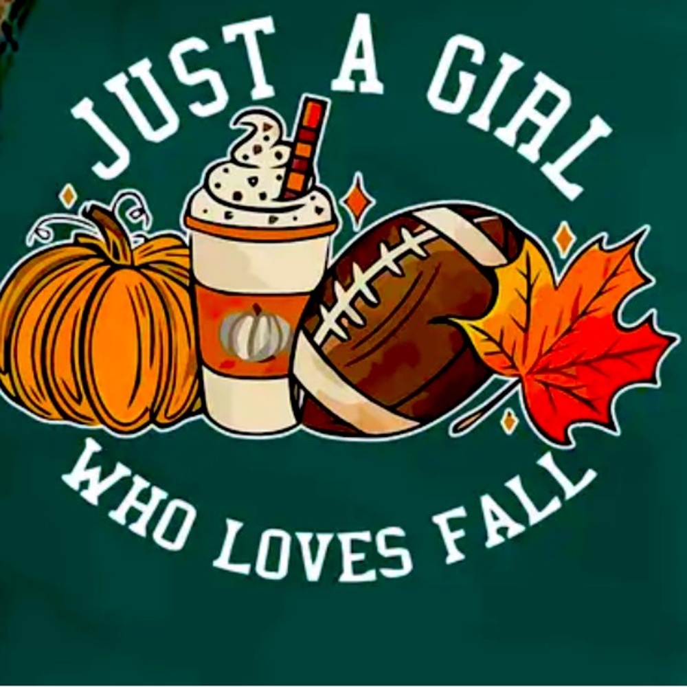 Just A Girl Fall Print Crew Neck Girl/Women’s Sweatshirt and Football Ha…